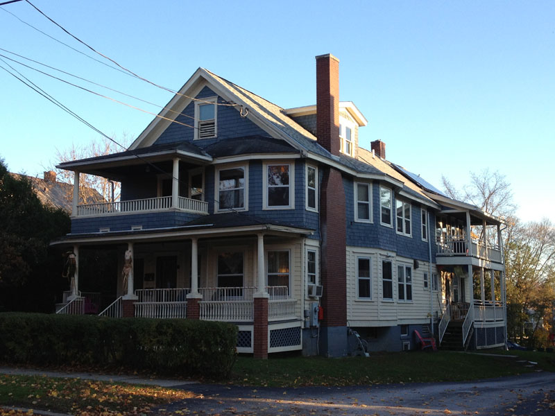 Exterior of 22 Royce Street Blue two story home with porch