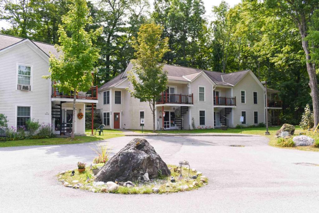 View of parking lot at an apartment complex in Vermont