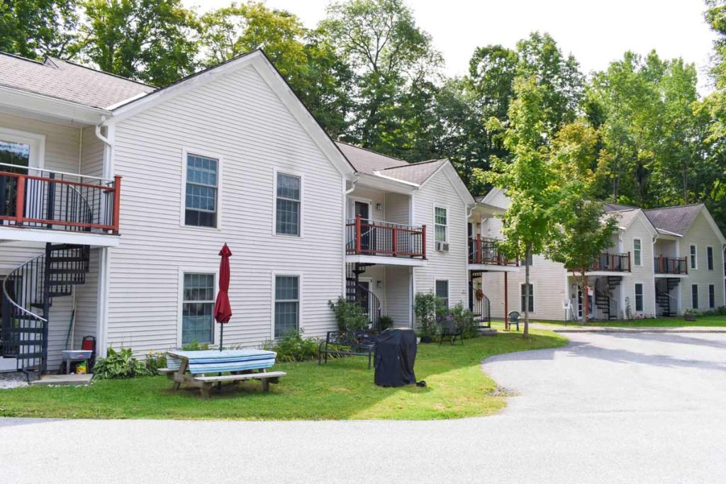 Exterior image of apartment buildings with balconies