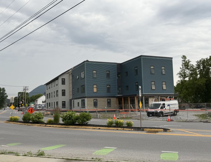 3 story apartment building under construction as viwed from street